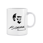 Atatürk İmzalı Silüet Baskılı Kupa